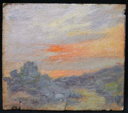 Paul SIEFFERT, Paesaggio bretone con due donne bretoni e una casa sulla spiaggia / Tramonto su un sentiero di campagna