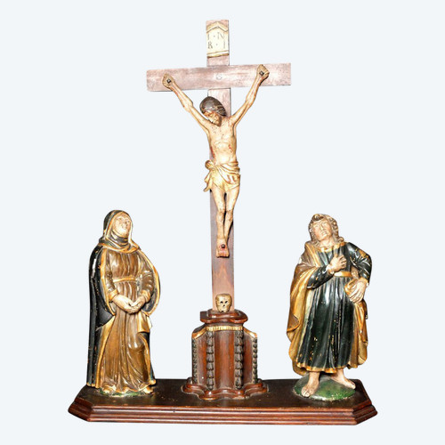 Groupe en bois sculpté - La Crucifixion