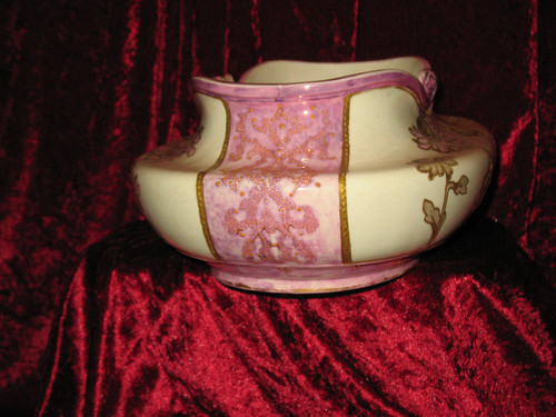 Enamelled earthenware planter with floral decoration of peonies Art Nouveau period 19th