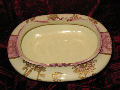Enamelled earthenware planter with floral decoration of peonies Art Nouveau period 19th