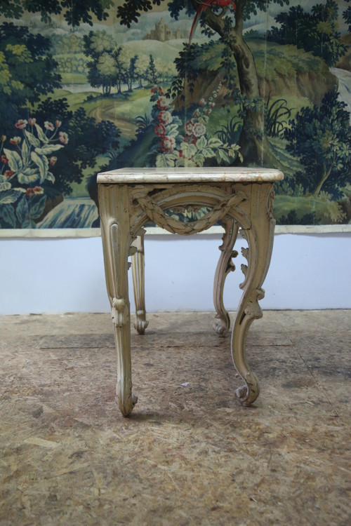 Large console in carved and cream-colored basswood from the Louis XV period