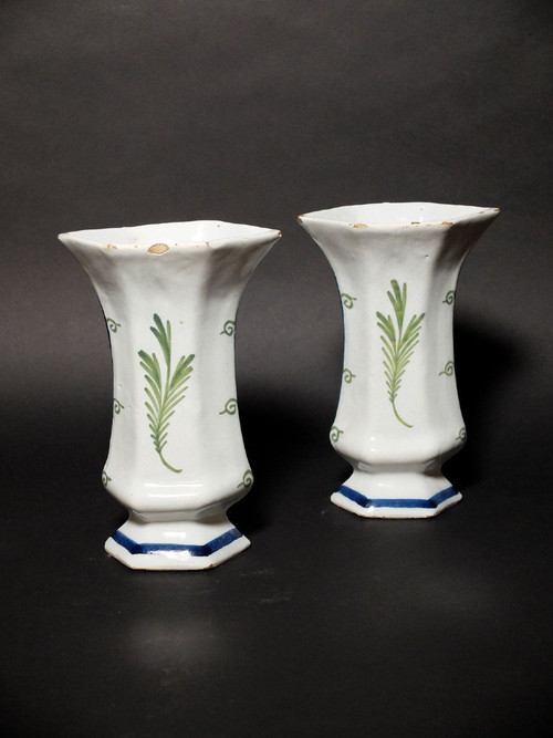 Pair of Delft earthenware vases - 19th century