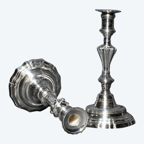 Pair of silver candlesticks from the Louis XV period