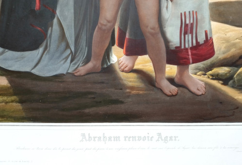 Große orientalische Aquarellgravur Abraham kehrt Hagar nach Horace Vernet 19. zurück