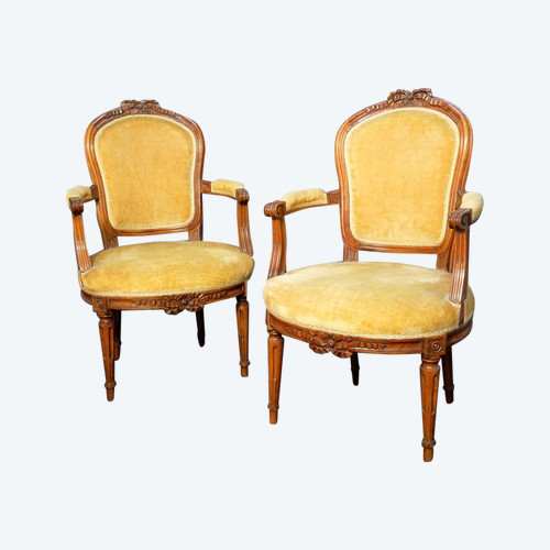 Paire de fauteuils en cabriolet d'époque Transition