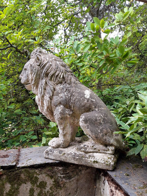 Leone da giardino in pietra