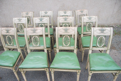 Suite di 12 sedie laccate Directoire