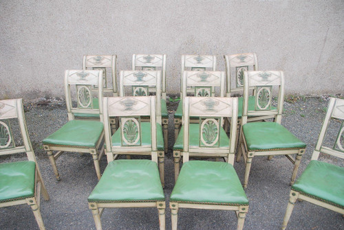 Suite di 12 sedie laccate Directoire