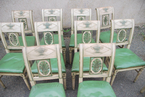 Suite di 12 sedie laccate Directoire