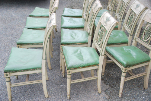 Suite di 12 sedie laccate Directoire
