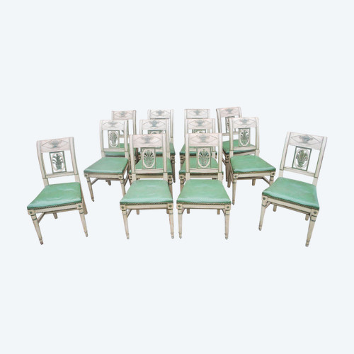 Suite di 12 sedie laccate Directoire