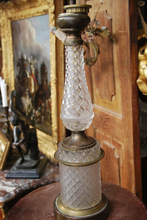 Charles X Style Crystal And Bronze Lamp