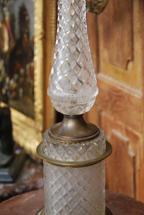 Charles X Style Crystal And Bronze Lamp