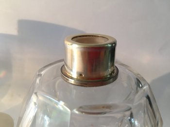 Three Art Deco Bottles. Crystal and Ivory.