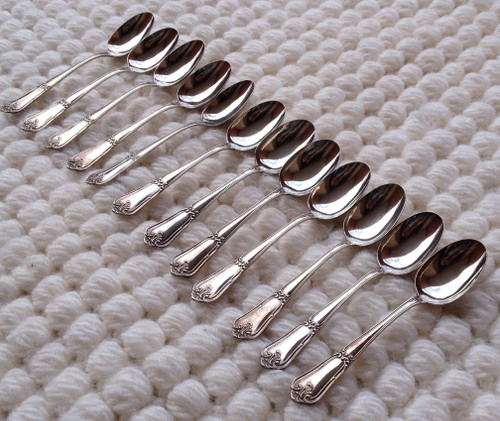 12 elegant espresso/mocha spoons in solid 800 silver