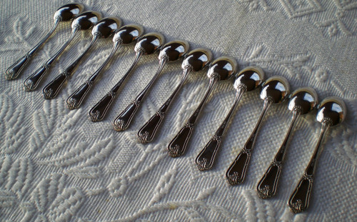 12 elegant espresso/mocha spoons in solid 800 silver