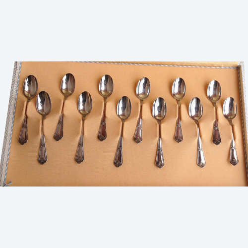 12 elegant espresso/mocha spoons in solid 800 silver