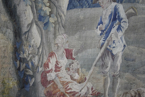 Aubusson tapestry, “The Hunters’ Halt” 18th century.
