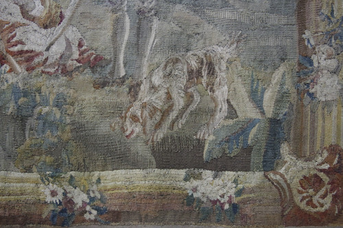 Aubusson tapestry, “The Hunters’ Halt” 18th century.