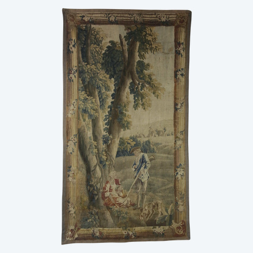 Tapisserie d’Aubusson, « La Halte des chasseurs » XVIIIème siècle.