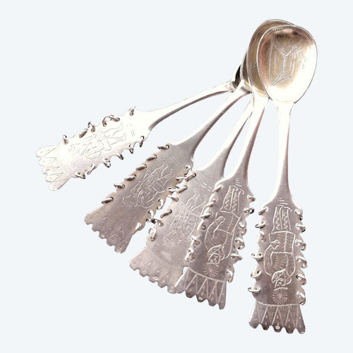 5 original spoons in 925 silver Goldsmith CESONS Sweden 1956