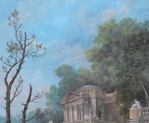 Französische Schule um 1780-90 Belebte Landschaft, Zeichnung, Monogramm