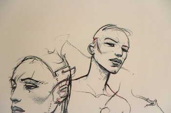 Enki BILAL (1951- ...), screenprint traced over by hand