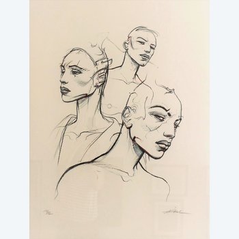 Enki BILAL (1951- ...), screenprint traced over by hand