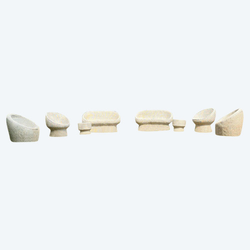 Set da giardino in rattan bianco stile Bonacina