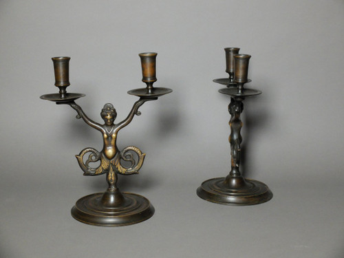Pair of mermaid candlesticks in the Renaissance style