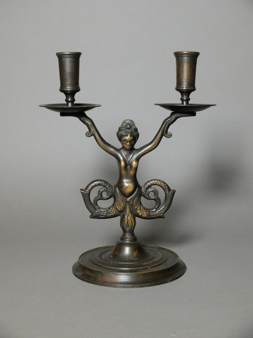 Pair of mermaid candlesticks in the Renaissance style