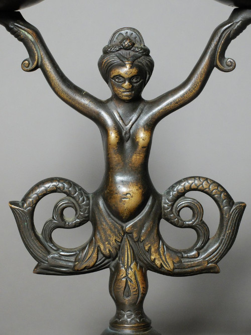 Pair of mermaid candlesticks in the Renaissance style