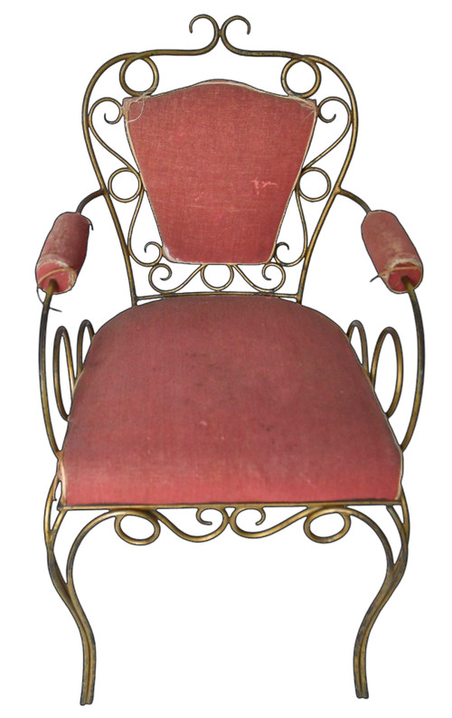 Attributed to René DROUET (1899 - 1993) 4 gilded wrought-iron chairs