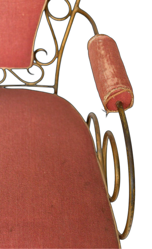 Attributed to René DROUET (1899 - 1993) 4 gilded wrought-iron chairs