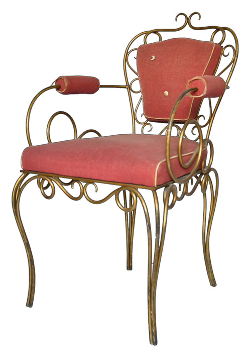 Attributed to René DROUET (1899 - 1993) 4 gilded wrought-iron chairs