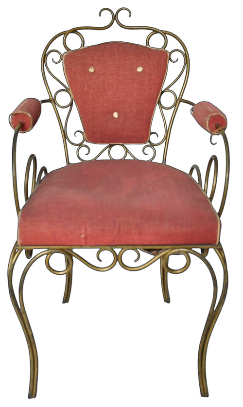 Attributed to René DROUET (1899 - 1993) 4 gilded wrought-iron chairs