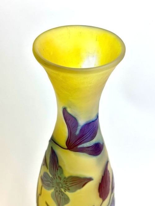 Emile Gallé Art Nouveau "clematis" vase