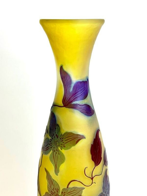 Emile Gallé Art Nouveau "clematis" vase