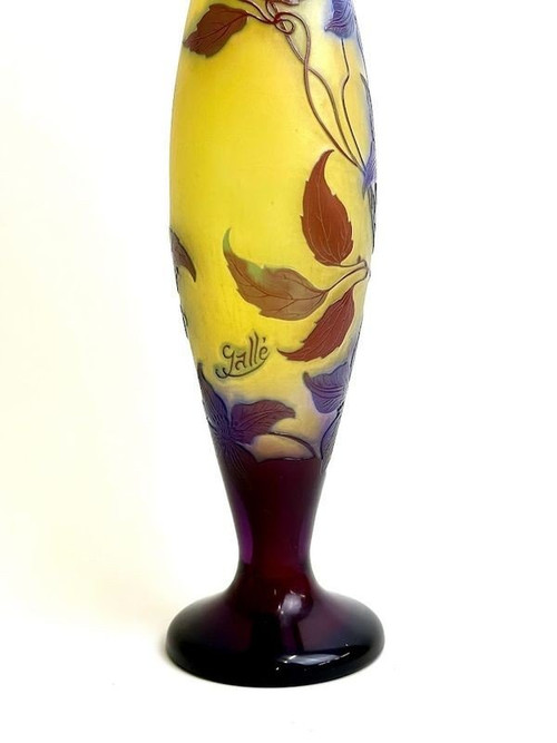 Emile Gallé Art Nouveau "clematis" vase