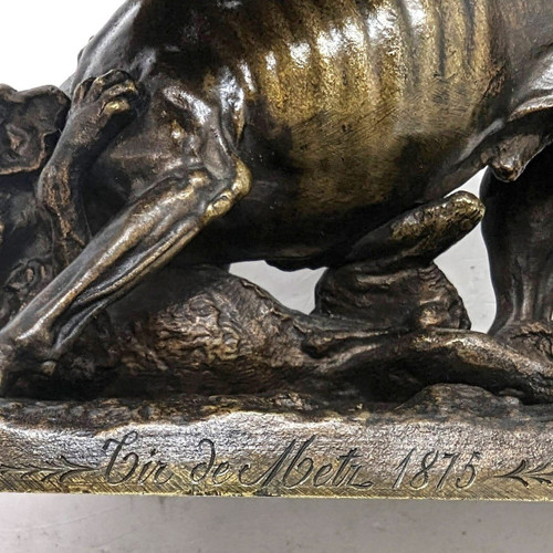 Tierische Bronze Von Pierre-jules Mène Hund Und Fuchs