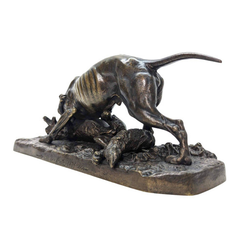 Tierische Bronze Von Pierre-jules Mène Hund Und Fuchs