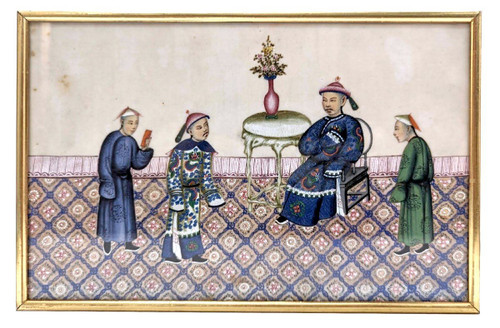 Series Of 4 Chinese Gouaches On 19th Century Rice Paper