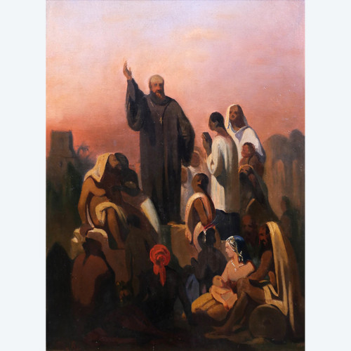 Casimir de Balthasar 1811-1875 Saint Francis Xavier preaching in the Indies (?), painting, circa 1850