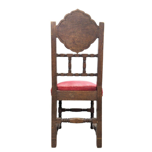 6  Chaises Orientales  Algérie 1900 Incrustations De Nacre Et d'étain  Dessus Velours Rouge