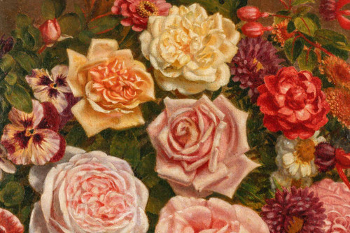 Oil Painting on Canvas Flowers Circa 1880