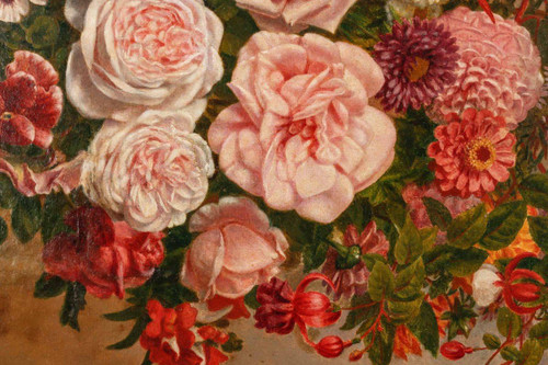 Oil Painting on Canvas Flowers Circa 1880
