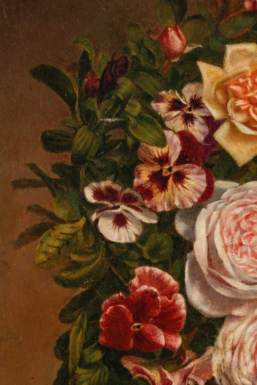 Oil Painting on Canvas Flowers Circa 1880