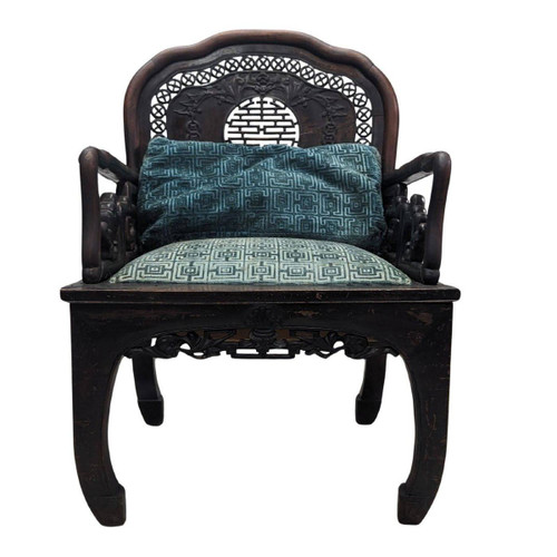 Salon Indochinois 1900 En Bois Exotique à Décor De Chauve Souris