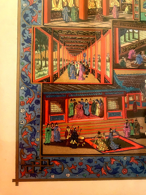 Il fantastico viaggio di Marco Polo Mercante veneziano nell'Impero cinese Gouache degli anni '60