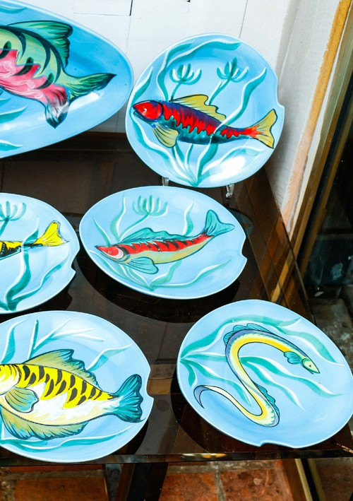 Service à Poisson En Céramique de Desves par Gabriel Fourmaintraux